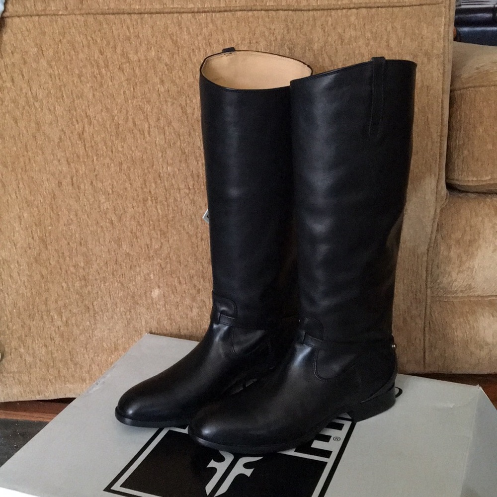 Frye Lindsay Plate Black leather NEW